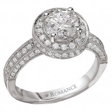 18k White Gold Round Halo Semi-Mount Diamond Engagement Ring