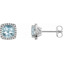 14K White Aquamarine & 1/8 CTW Diamond Earrings - 65204760000P