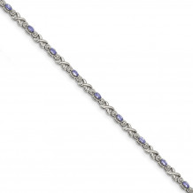 Quality Gold Sterling Silver Polished Tanzanite Xs 7.5 inch Bracelet - QX974TZ