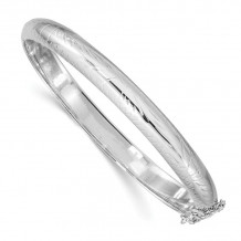 Quality Gold Sterling Silver Rhodium-plated 7mm Fancy Hinged Bangle Bracelet - QB18