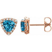 14K Rose Swiss Blue Topaz & .08 CTW Diamond Earrings - 862756002P