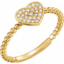 14K Yellow 1/8 CTW Diamond Heart Bead Ring - 122819601P