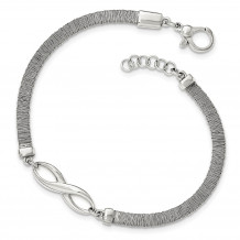 Quality Gold Sterling Silver Polished Textured Infinity Bracelet with .75in Extender - QG3931-7.5