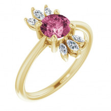 14K Yellow Pink Tourmaline & 1/4 CTW Diamond Ring - 72080661P