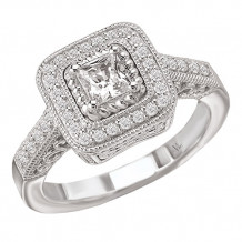 14k White Gold Halo Complete Diamond Engagement Ring