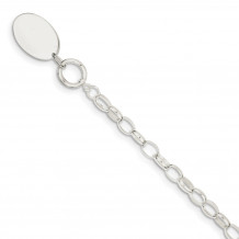 Quality Gold Sterling Silver Fancy Oval Disc Bracelet - QG516-7