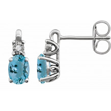 14K White Aquamarine & .02 CTW Diamond Earrings - 651536112P