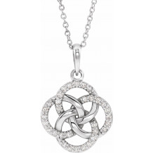 14K White 1/8 CTW Diamond Five-Fold Celtic Necklace - 86976605P
