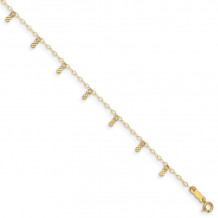 Quality Gold 14k Oval Chain Diamond Cut Dots  Anklet - ANK239-9