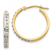 Quality Gold 14k Diamond Fascination Round Hinged Hoop Earrings - DF162