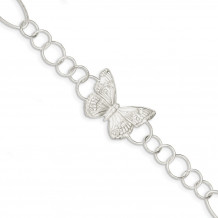 Quality Gold Sterling Silver Butterfly Bracelet - QG2362-7.5