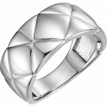 14K White Quilted Ring - 51685600P