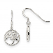 Quality Gold Sterling Silver Polished Tree Dangle Shepherd Hook Earrings - QE13563