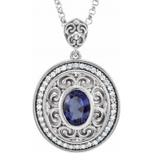 14K White Iolite & 1/8 CTW Diamond 18 Necklace - 857041041P