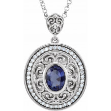 14K White Iolite & 1/8 CTW Diamond 18 Necklace - 857041041P