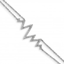 Quality Gold Sterling Silver Rhodium-plated CZ Zigzag Bracelet - QG4580-7