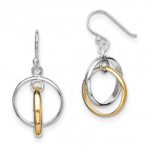 Quality Gold Sterling Silver and Gold-Plated Double Circle Dangle Earrings - QE7234