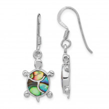 Quality Gold Sterling Silver Rhodium-plated Abalone Turtle Dangle Earrings - QE14442