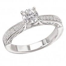 14k White Gold Straight Semi-Mount Diamond Engagement Ring