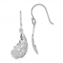 Quality Gold Sterling Silver Rhodium-plated Filigree Leaf Dangle Earrings - QE15093
