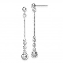Quality Gold Sterling Silver Rhodium-plated Polished  Beads Post Dangle Earrings - QE11375