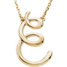 14K Yellow Script Initial E 16 Necklace - 84635207P