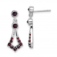 Quality Gold Sterling Silver Rhodium plated with Garnet Dangle Earrings - QE15035