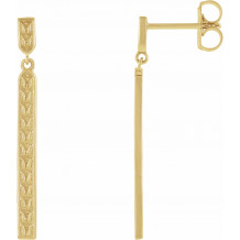 14K Yellow 29x2.4 mm Sculptural Bar Earrings - 86791601P