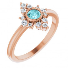 14K Rose Blue Zircon & 1/5 CTW Diamond Ring - 720896048P