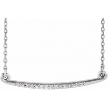 14K White .05 CTW Diamond Curved Bar 16-18 Necklace - 86681600P