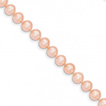 Quality Gold 14k Pink Near Round Freshwater Cultured Pearl Bracelet - PPN070-7.5