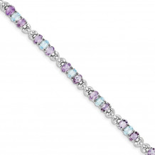 Quality Gold Sterling Silver Rhodium-plated Amethyst and Blue Topaz Bracelet - QX478AM