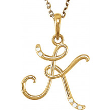 14K Yellow .025 CTW Diamond Initial K 18 Necklace - 8555760047P