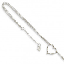 Quality Gold 14k White Gold Double Strand Heart Anklet - ANK174-9