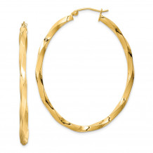 Quality Gold Sterling Silver Gold Plated Twisted Oval Hoop Earrings - QE8462