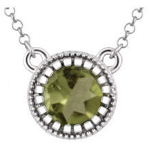 14K White Peridot August 18 Birthstone Necklace - 651611116P