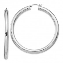 Quality Gold Sterling Silver Rhodium-plated 5.00mm Polished Hoop Earrings - QE4410