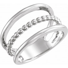 14K White Beaded Negative Space Ring - 51692101P