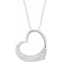 14K White 1/5 CTW Diamond Heart 16-18 Necklace - 65272160001P