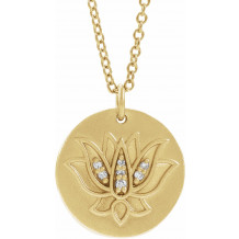 14K Yellow .025 CTW Diamond Lotus 16-18 Necklace - 86975606P