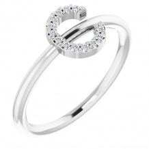 14K White .05 CTW Diamond Initial C Ring - 1238346010P