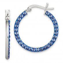 Quality Gold Sterling Silver Stellux Crystal Royal Blue Hoop Earrings - QE9571