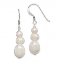 Quality Gold Sterling Silver FW Cultured Pearl Dangle Earrings - QE5422