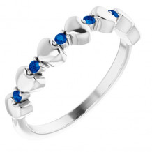 14K White Blue Sapphire Stackable Heart Ring - 71999600P