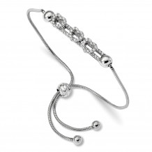 Quality Gold Sterling Silver Rhodium-plated CZ Sliding Hearts Adjustable Bracelet - QG4573