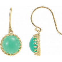 14K Yellow 10 mm Chrysoprase Dangle Earrings - 6978360001P