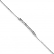 Quality Gold Sterling Silver Rhodium-plated 2-Row Pave CZ   Bracelet - QG4897-6.5