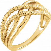 14K Yellow Crossover Rope Design Ring - 861521001P