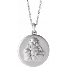 14K White Buddha 16-18 Necklace - 86851600P