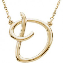 14K Yellow Script Initial D 16 Necklace - 84635102P